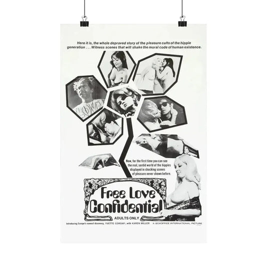 FREE LOVE CONFIDENTIAL 1967 - Paper Movie Poster 12″ x 18″ Matte - The Sticker Space