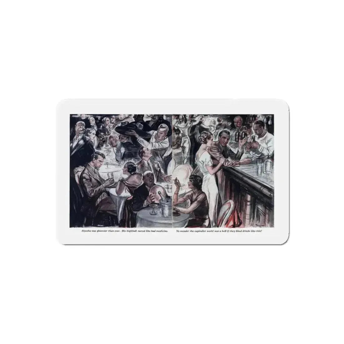 Free Night (2), Redbook, December 1934 (Magazine Illustration) Refrigerator Magnet 5 Inch Die-Cut - The Sticker Space