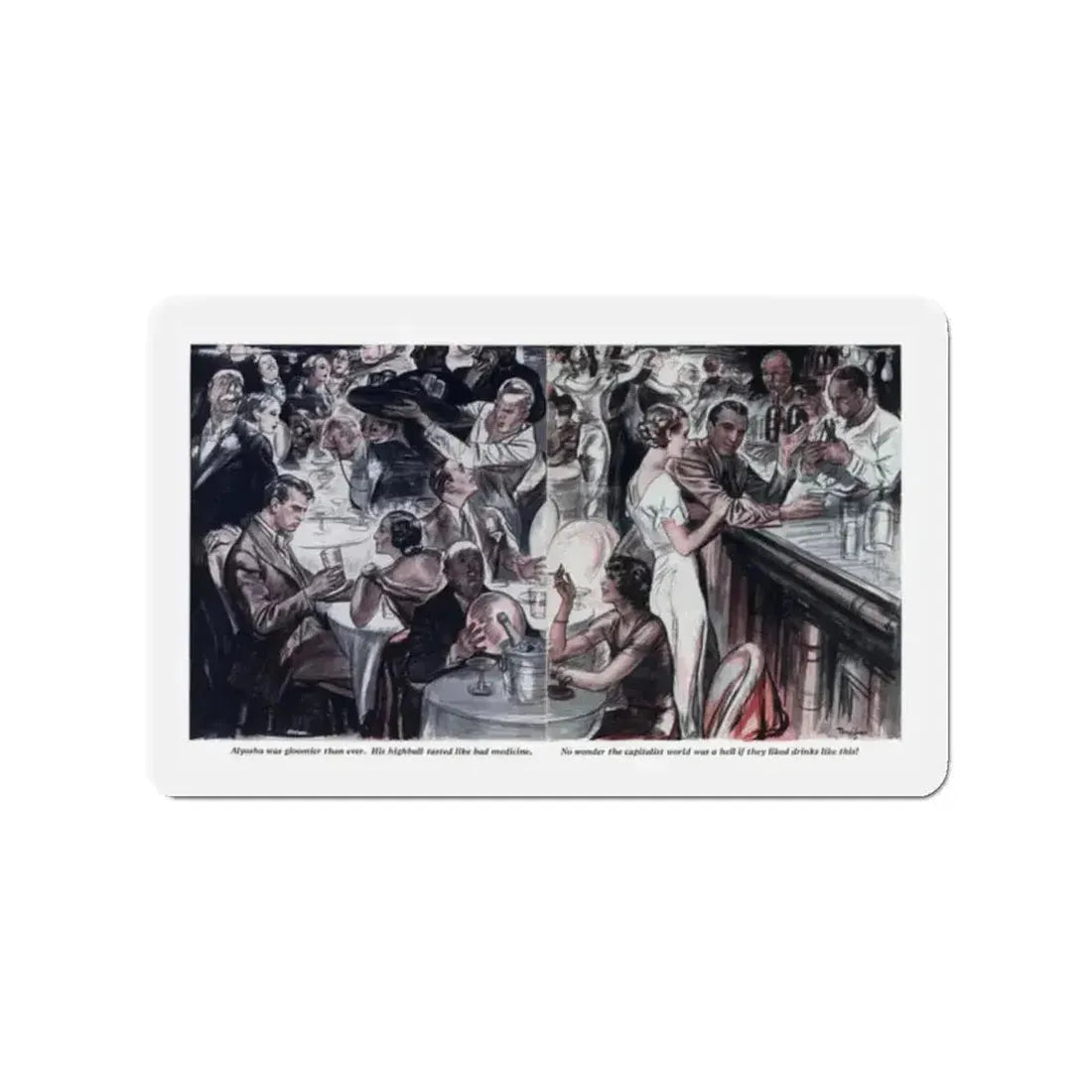 Free Night (2), Redbook, December 1934 (Magazine Illustration) Refrigerator Magnet - The Sticker Space