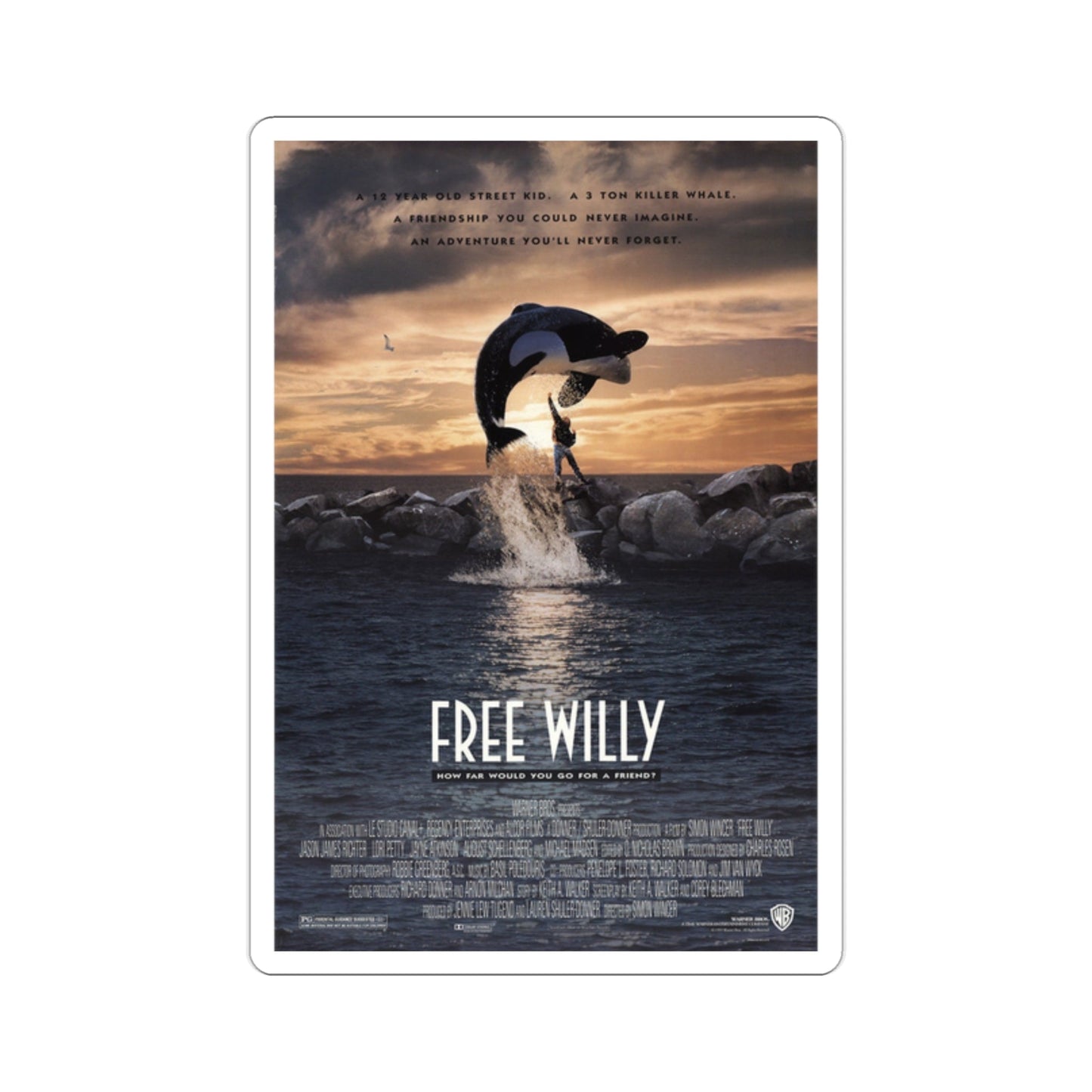 Free Willy 1993 Movie Poster STICKER Vinyl Die-Cut Decal-2 Inch-The Sticker Space