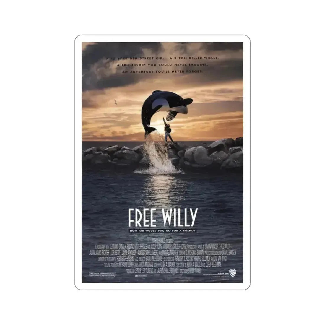 Free Willy 1993 Movie Poster - STICKER Vinyl Kiss-Cut Decal 6 Inch White - The Sticker Space