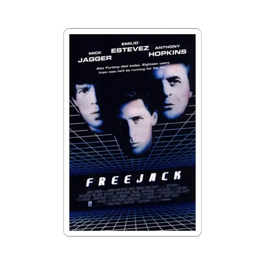 Freejack 1992 Movie Poster - STICKER Vinyl Kiss-Cut Decal 4 Inch White - The Sticker Space