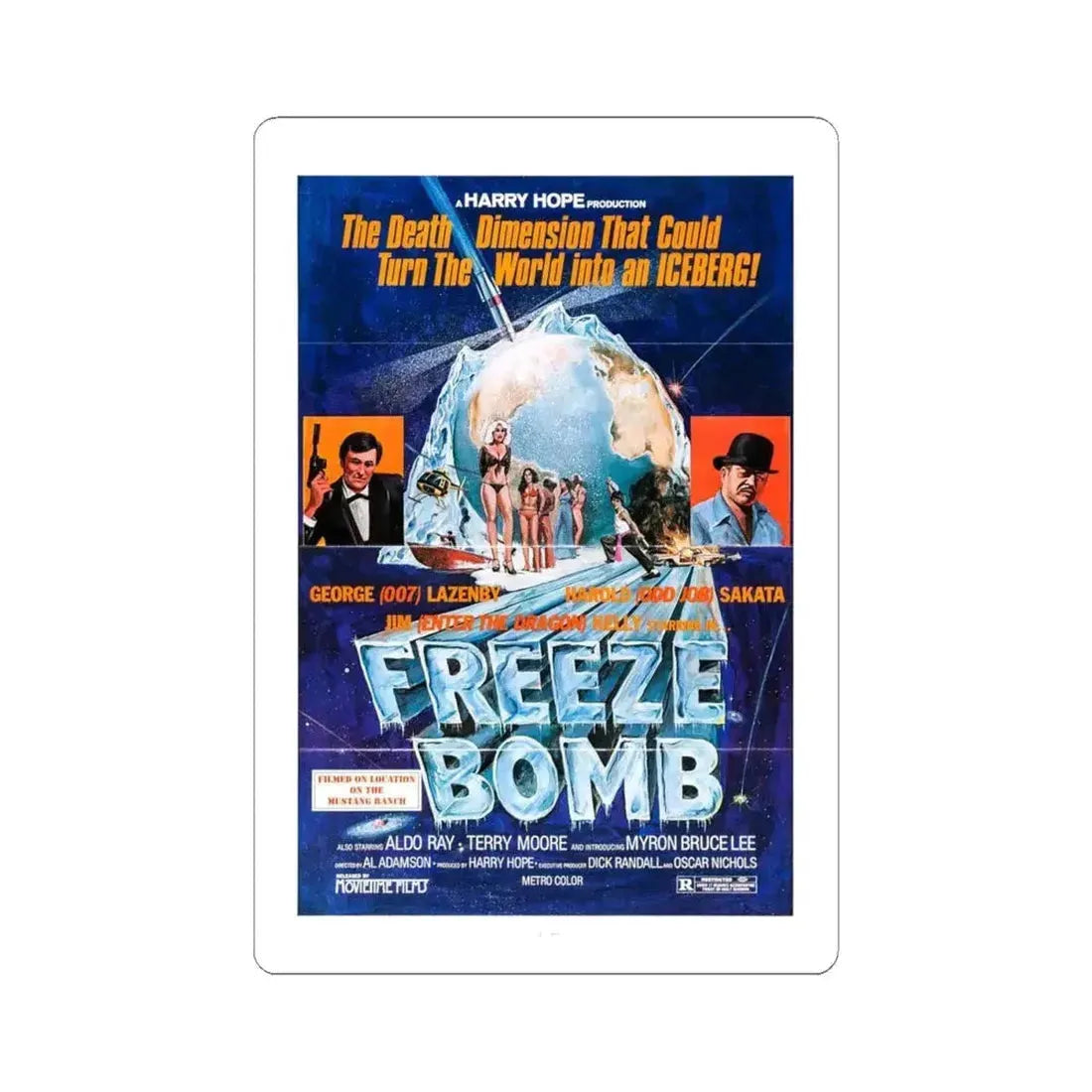 FREEZE BOMB (DEATH DIMENSION) 1978 Movie Poster - STICKER Vinyl Kiss-Cut Decal 4 Inch White - The Sticker Space