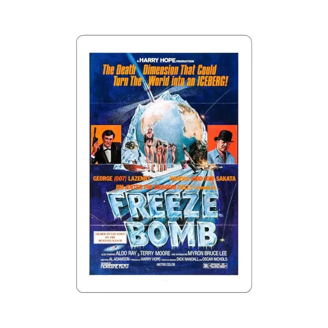 FREEZE BOMB (DEATH DIMENSION) 1978 Movie Poster - STICKER Vinyl Kiss-Cut Decal 6 Inch White - The Sticker Space