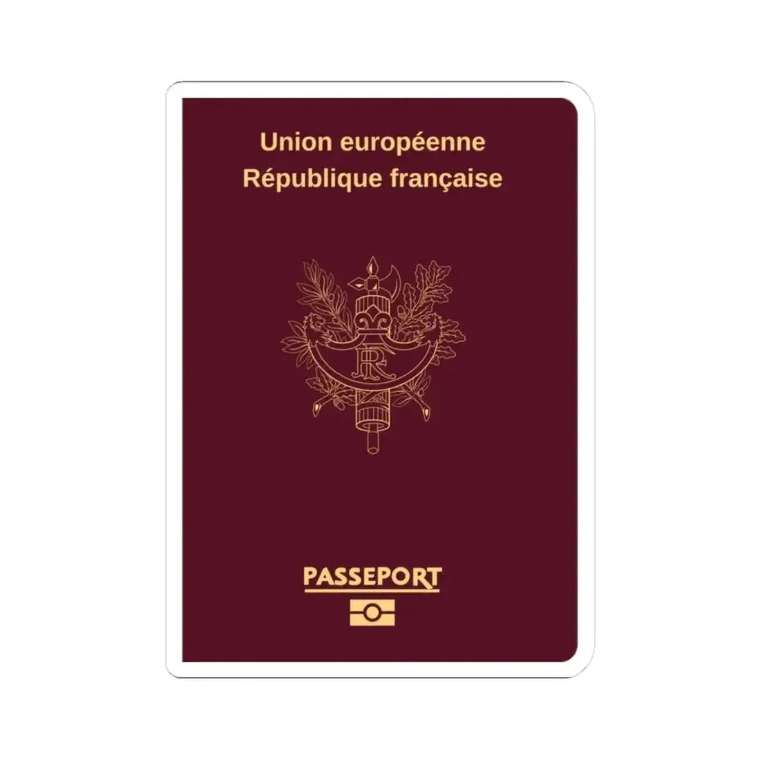 French Passport - STICKER Vinyl Kiss-Cut Decal 3 Inch White - The Sticker Space