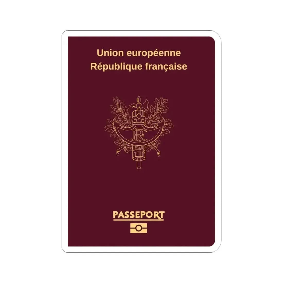 French Passport - STICKER Vinyl Kiss-Cut Decal 4 Inch White - The Sticker Space