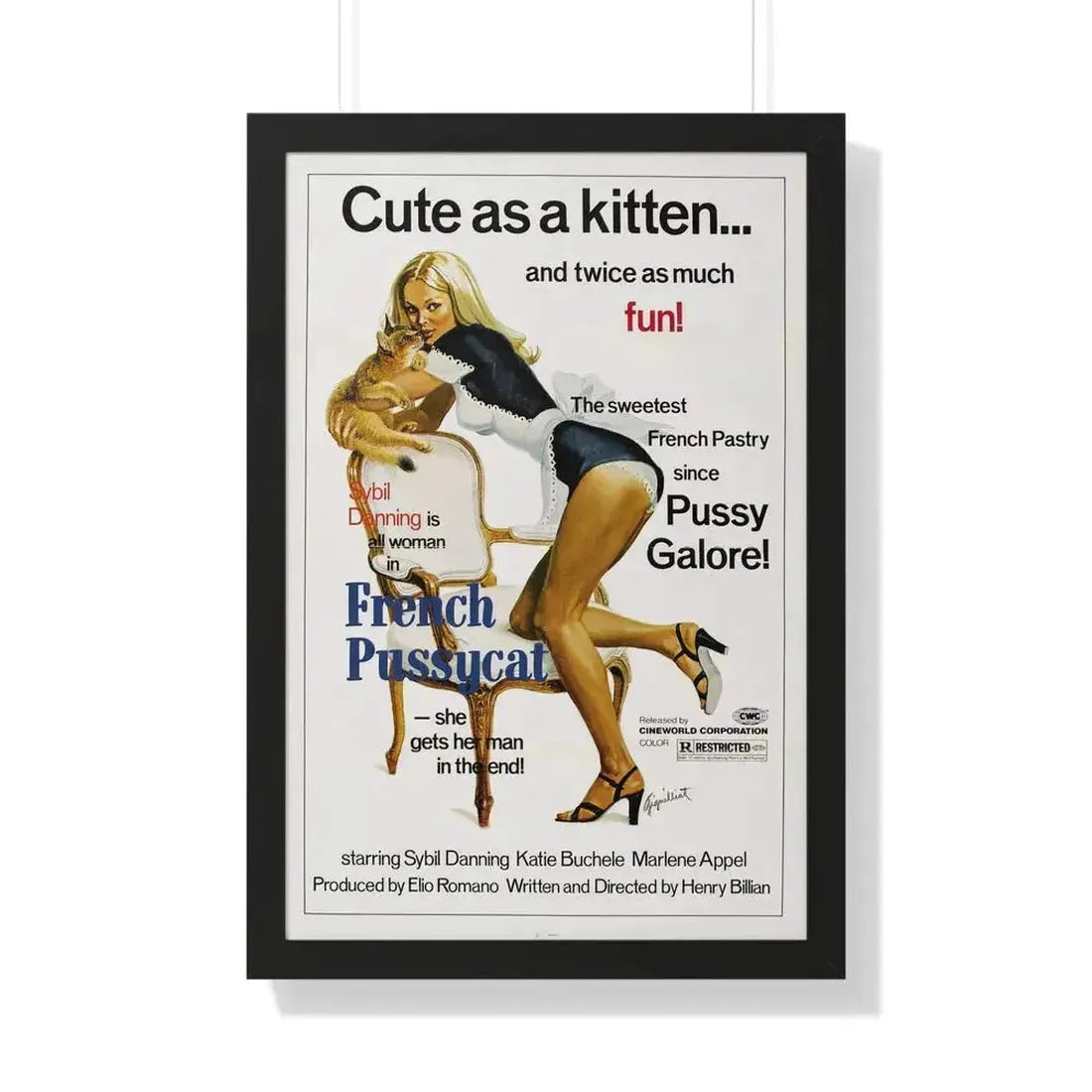 FRENCH PUSSYCAT 1972 - Framed Movie Poster 20" x 30" Black - The Sticker Space