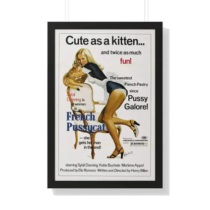 FRENCH PUSSYCAT 1972 - Framed Movie Poster 20" x 30" Black - The Sticker Space