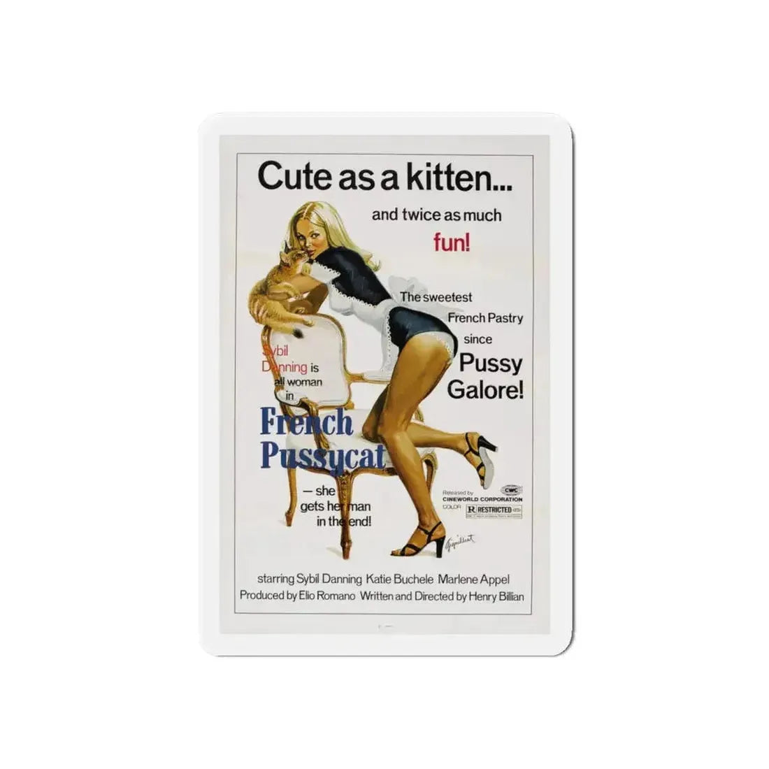 FRENCH PUSSYCAT 1972 Movie Poster - Refrigerator Magnet - The Sticker Space
