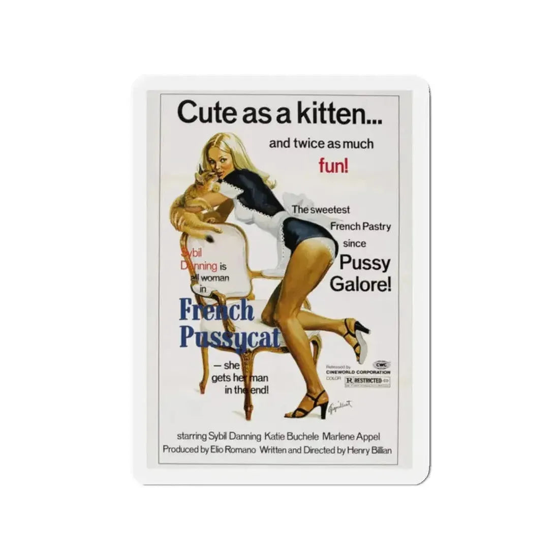 FRENCH PUSSYCAT 1972 Movie Poster - Refrigerator Magnet - The Sticker Space