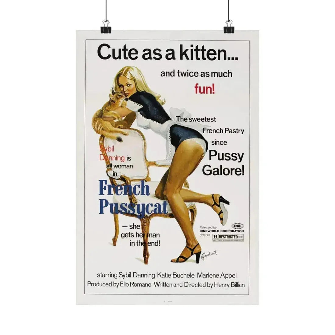 FRENCH PUSSYCAT 1972 - Paper Movie Poster 12″ x 18″ Matte - The Sticker Space