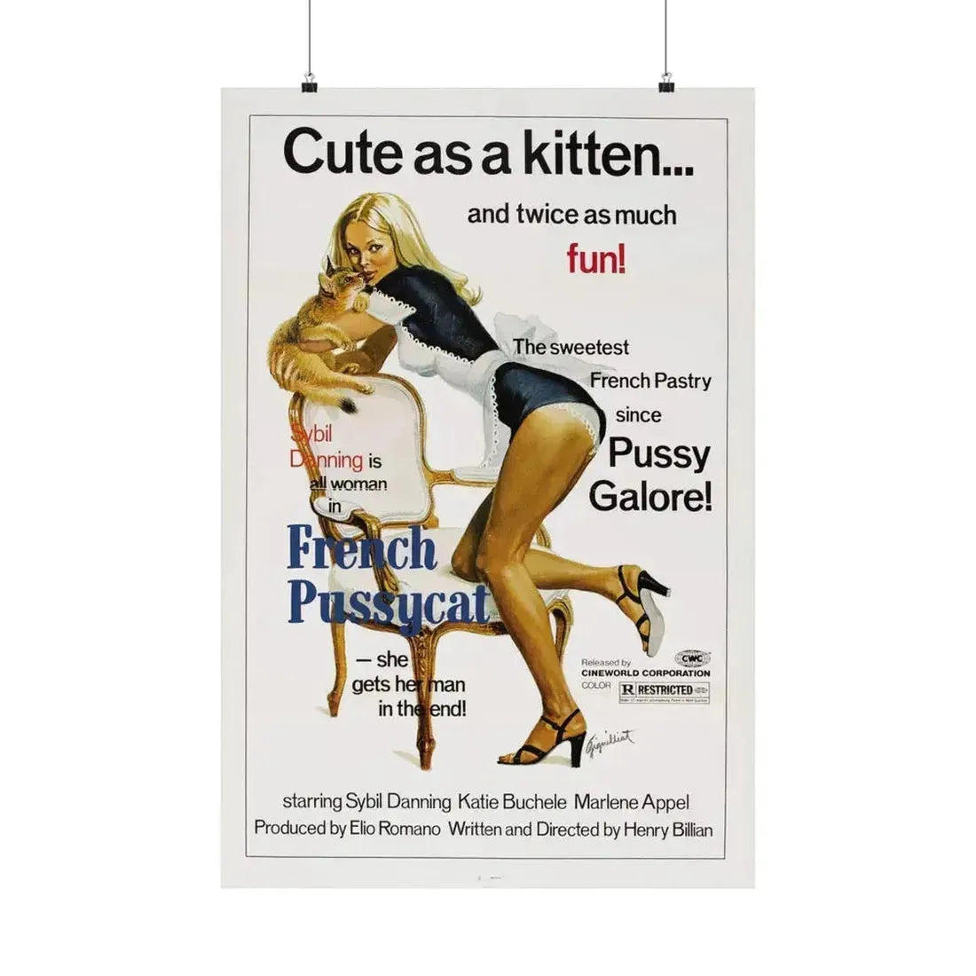 FRENCH PUSSYCAT 1972 - Paper Movie Poster 24″ x 36″ Matte - The Sticker Space