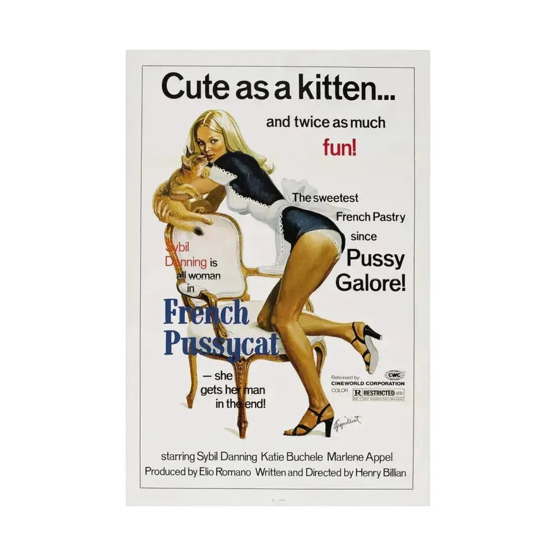 FRENCH PUSSYCAT 1972 - Paper Movie Poster - The Sticker Space