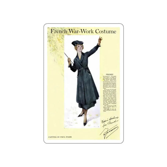 French War-Work Costume, Women's Home Companion, September 1917 (Magazine Illustration) STICKER Vinyl Die-Cut Decal White Die-Cut 2 Inch - The Sticker Space