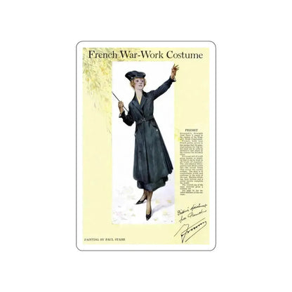 French War-Work Costume, Women's Home Companion, September 1917 (Magazine Illustration) STICKER Vinyl Die-Cut Decal White Die-Cut 3 Inch - The Sticker Space