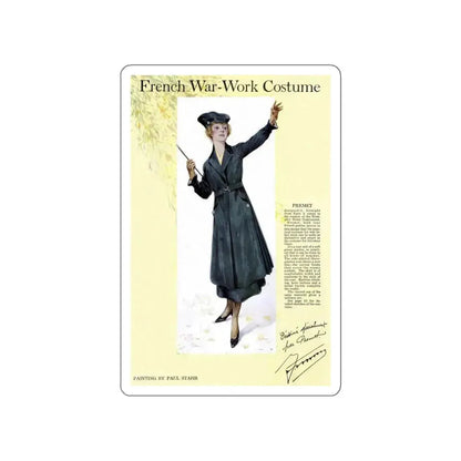 French War-Work Costume, Women's Home Companion, September 1917 (Magazine Illustration) STICKER Vinyl Die-Cut Decal White Die-Cut 4 Inch - The Sticker Space