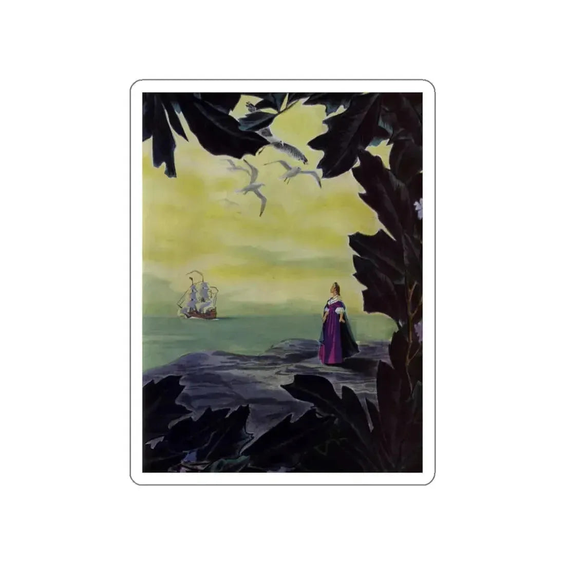 Frenchman's Creek (Pt. 1), Ladies' Home Journal, October 1941 (Magazine Illustration) STICKER Vinyl Die-Cut Decal White Die-Cut 5 Inch - The Sticker Space