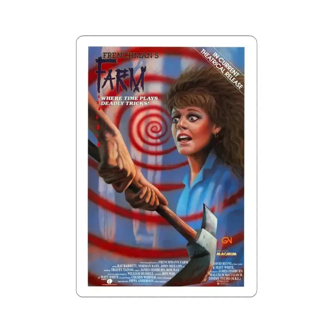 FRENCHMAN'S FARM 1987 Movie Poster - STICKER Vinyl Kiss-Cut Decal 4 Inch White - The Sticker Space