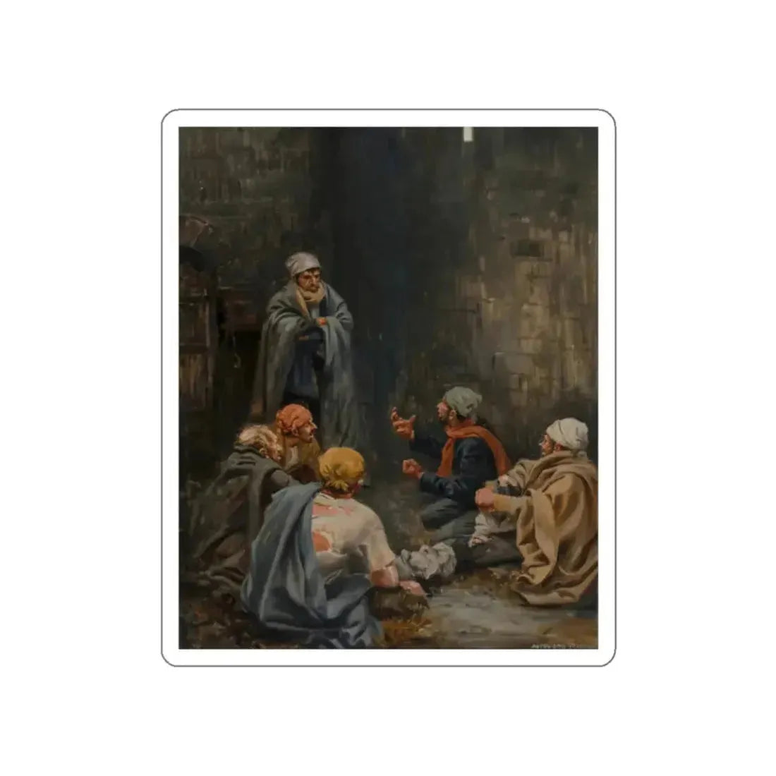 Fresh Draft of Prisoners, Saturday Evening Post interior illustration, 1931 (Magazine Illustration) STICKER Vinyl Die-Cut Decal - The Sticker Space