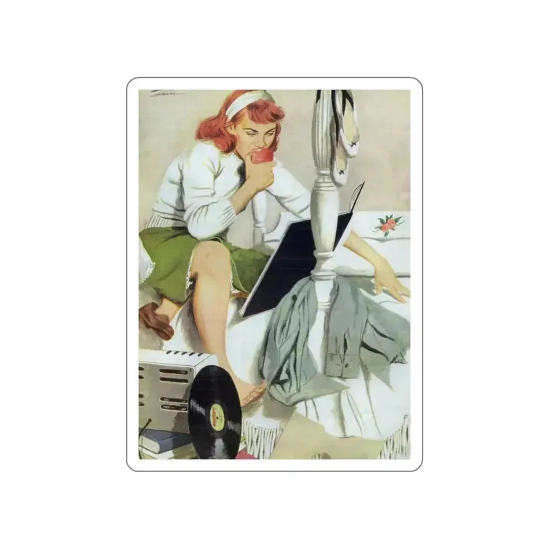 Friday Afternoon, Cosmopolitan, August 1946 (Magazine Illustration) STICKER Vinyl Die-Cut Decal White Die-Cut 3 Inch - The Sticker Space