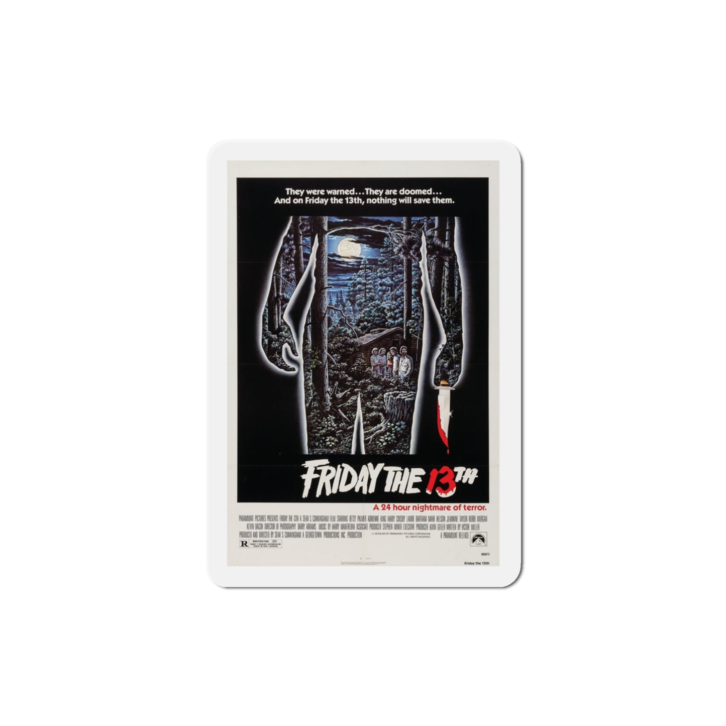 Friday the 13th 1980 Movie Poster Die-Cut Magnet-3" x 3"-The Sticker Space