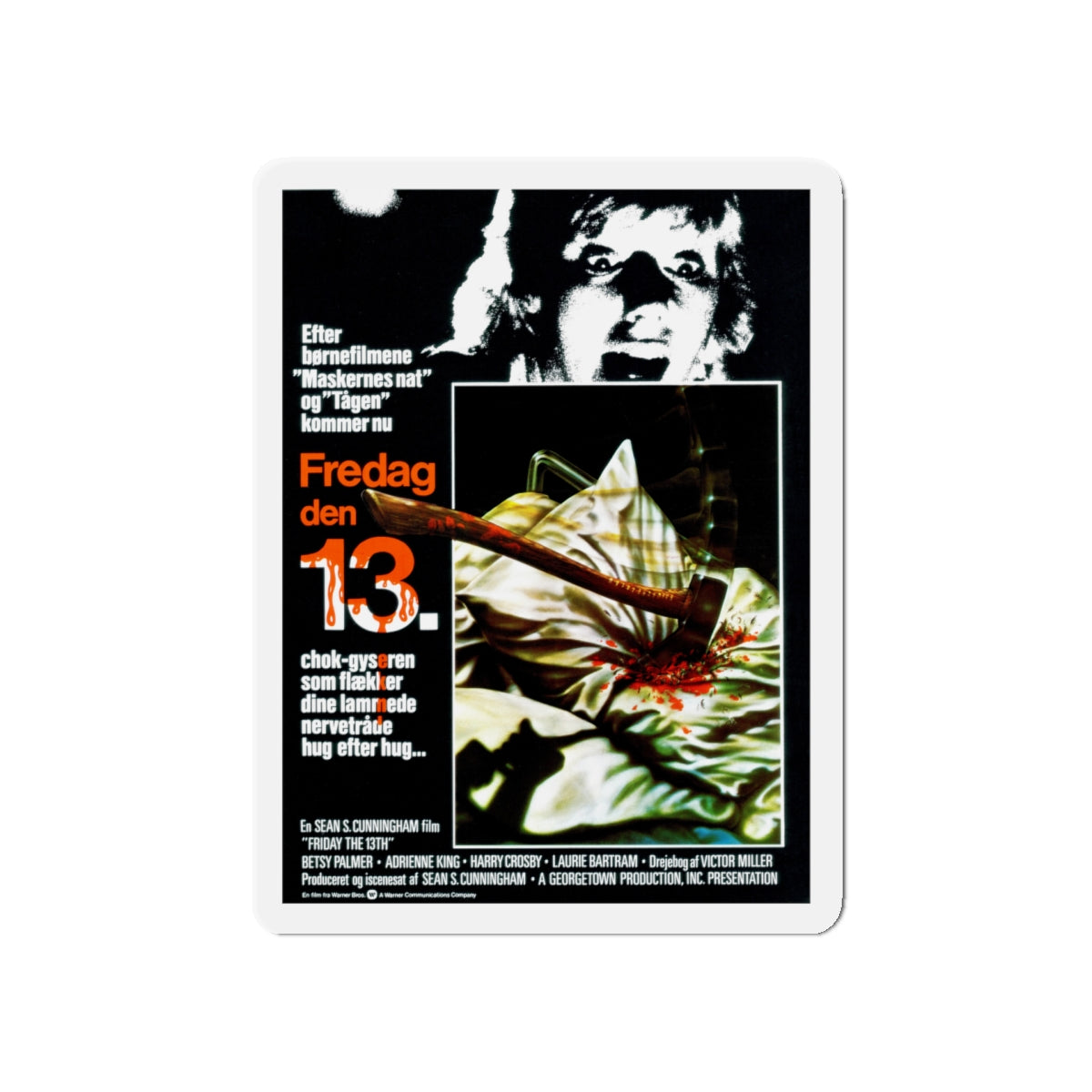 FRIDAY THE 13TH (DANISH) 1980 Movie Poster - Die-Cut Magnet-5" x 5"-The Sticker Space