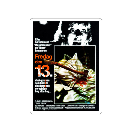 FRIDAY THE 13TH (DANISH) 1980 Movie Poster STICKER Vinyl Die-Cut Decal-2 Inch-The Sticker Space