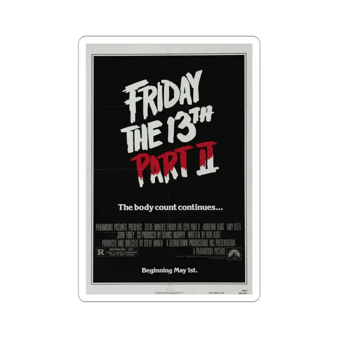 Friday the 13th Part 2 1981 Movie Poster STICKER Vinyl Die-Cut Decal 3 Inch - The Sticker Space