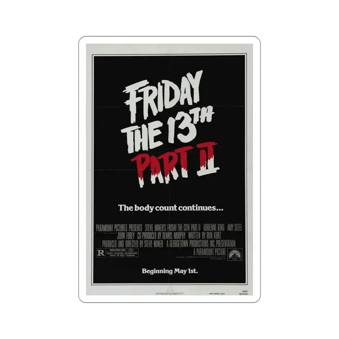 Friday the 13th Part 2 1981 Movie Poster STICKER Vinyl Die-Cut Decal 5 Inch - The Sticker Space