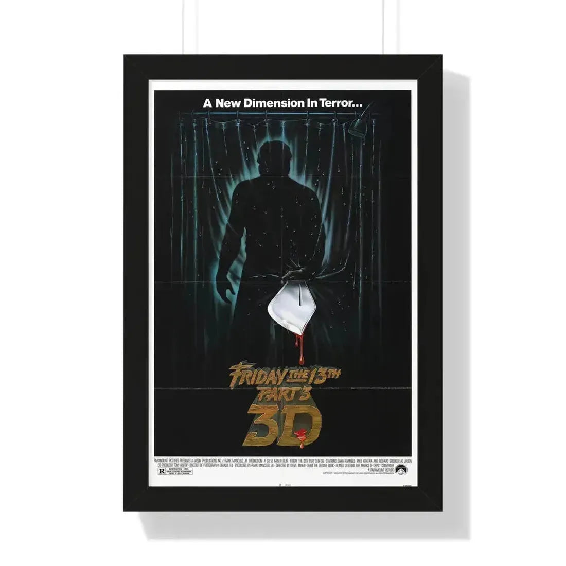 FRIDAY THE 13TH PART 3 1982 - Framed Movie Poster 16″ x 24″ Black - The Sticker Space
