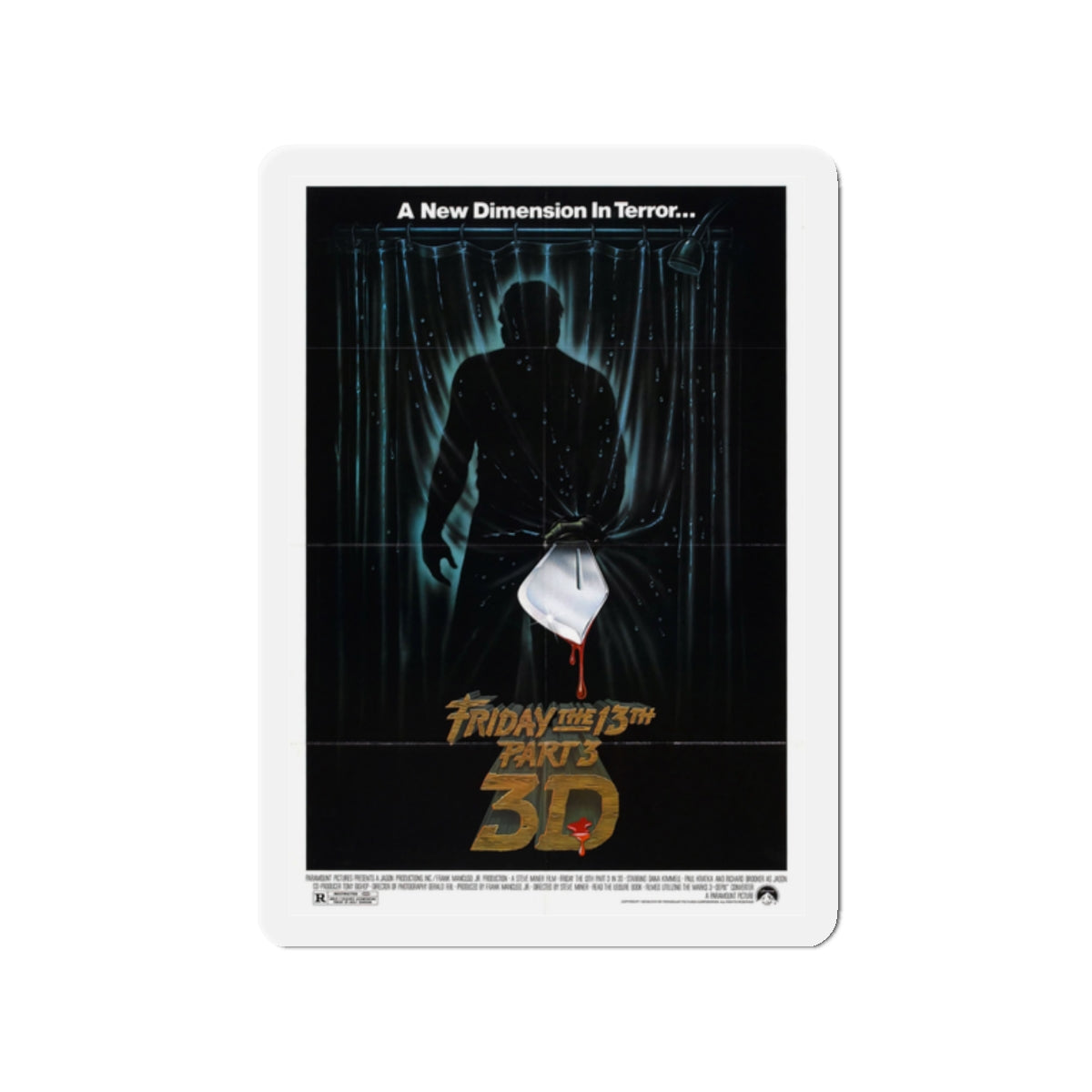 FRIDAY THE 13TH PART 3 1982 Movie Poster - Die-Cut Magnet-2" x 2"-The Sticker Space