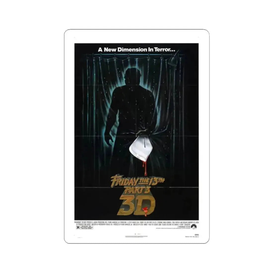 FRIDAY THE 13TH PART 3 1982 Movie Poster - STICKER Vinyl Kiss-Cut Decal 2 Inch White - The Sticker Space