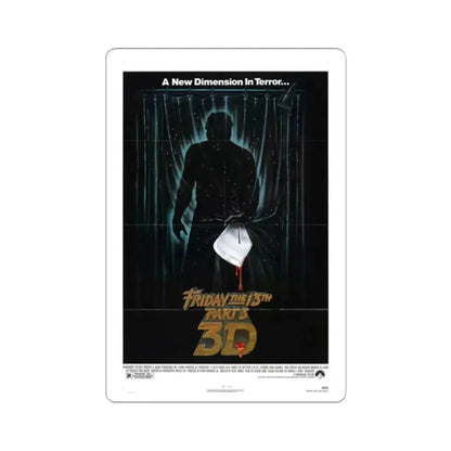 FRIDAY THE 13TH PART 3 1982 Movie Poster - STICKER Vinyl Kiss-Cut Decal 2 Inch White - The Sticker Space
