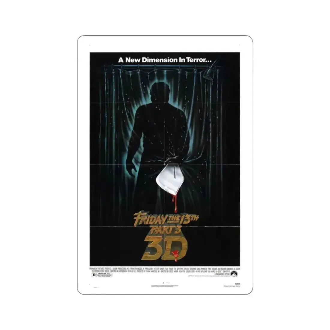 FRIDAY THE 13TH PART 3 1982 Movie Poster - STICKER Vinyl Kiss-Cut Decal 3 Inch White - The Sticker Space