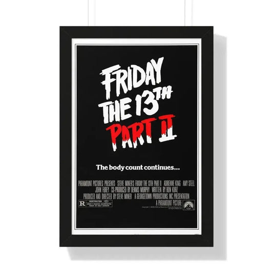 FRIDAY THE 13TH PART II 1981 - Framed Movie Poster 16″ x 24″ Black - The Sticker Space