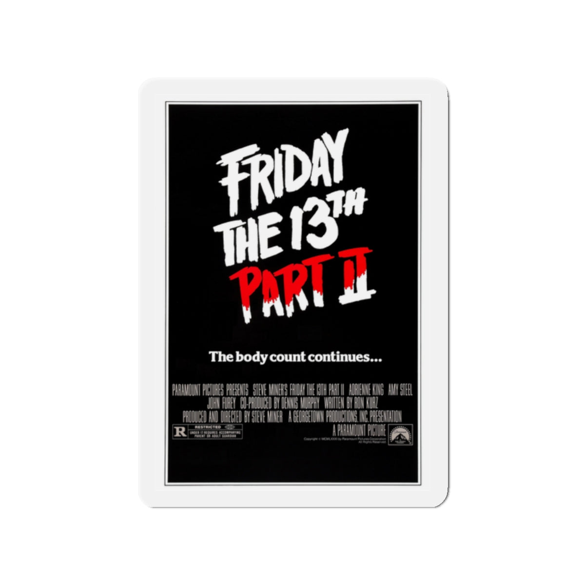 FRIDAY THE 13TH PART II 1981 Movie Poster - Die-Cut Magnet-2" x 2"-The Sticker Space