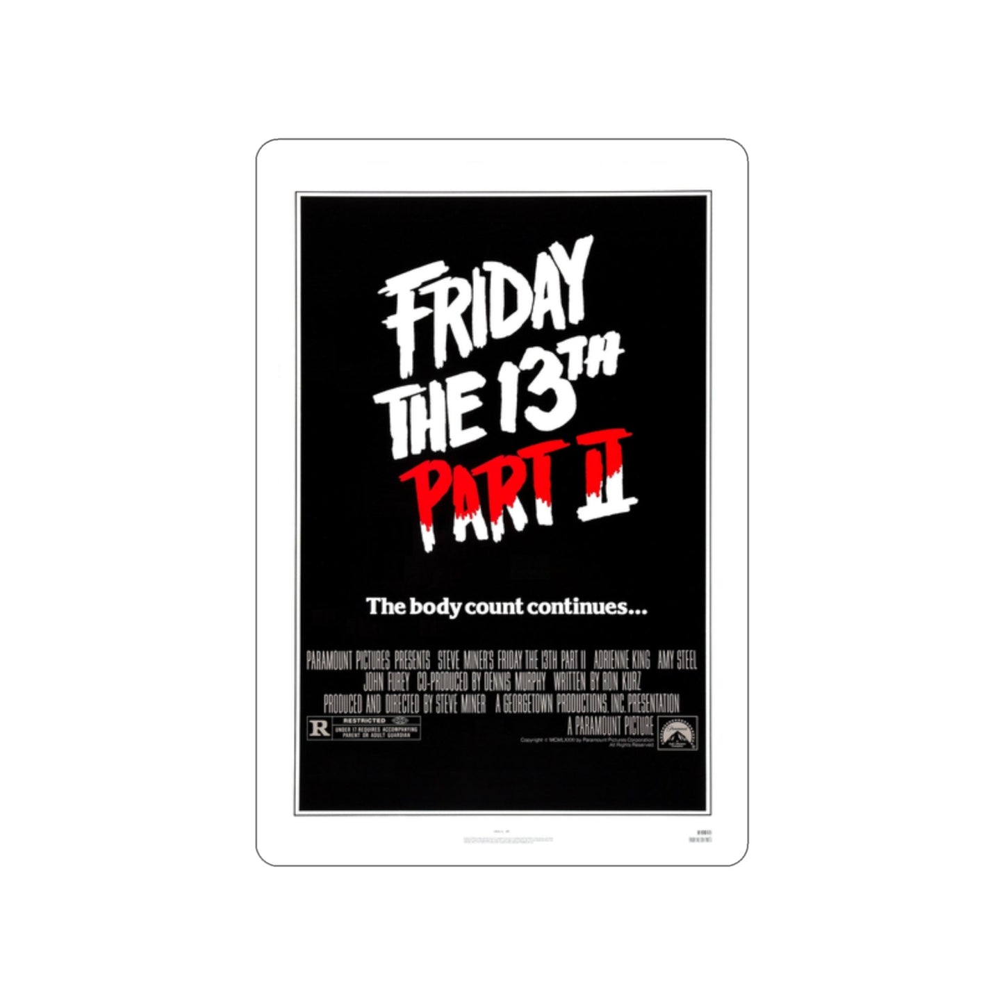 FRIDAY THE 13TH PART II 1981 Movie Poster STICKER Vinyl Die-Cut Decal-2 Inch-The Sticker Space