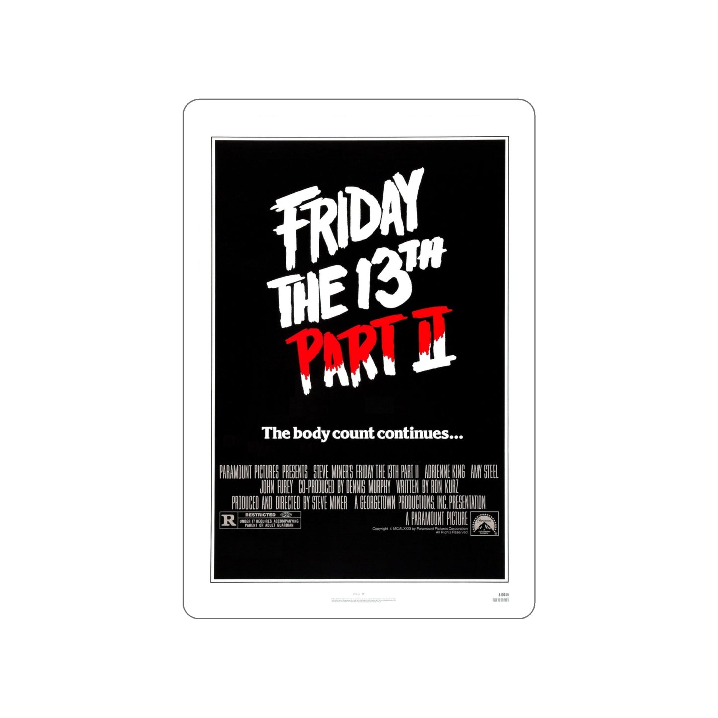 FRIDAY THE 13TH PART II 1981 Movie Poster STICKER Vinyl Die-Cut Decal-6 Inch-The Sticker Space