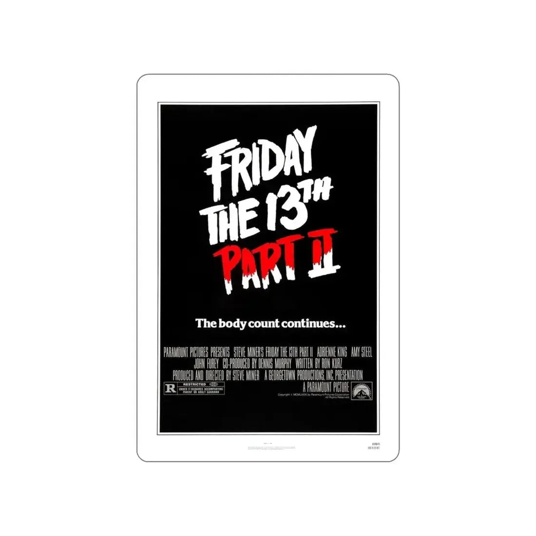 FRIDAY THE 13TH PART II 1981 Movie Poster STICKER Vinyl Die-Cut Decal - The Sticker Space