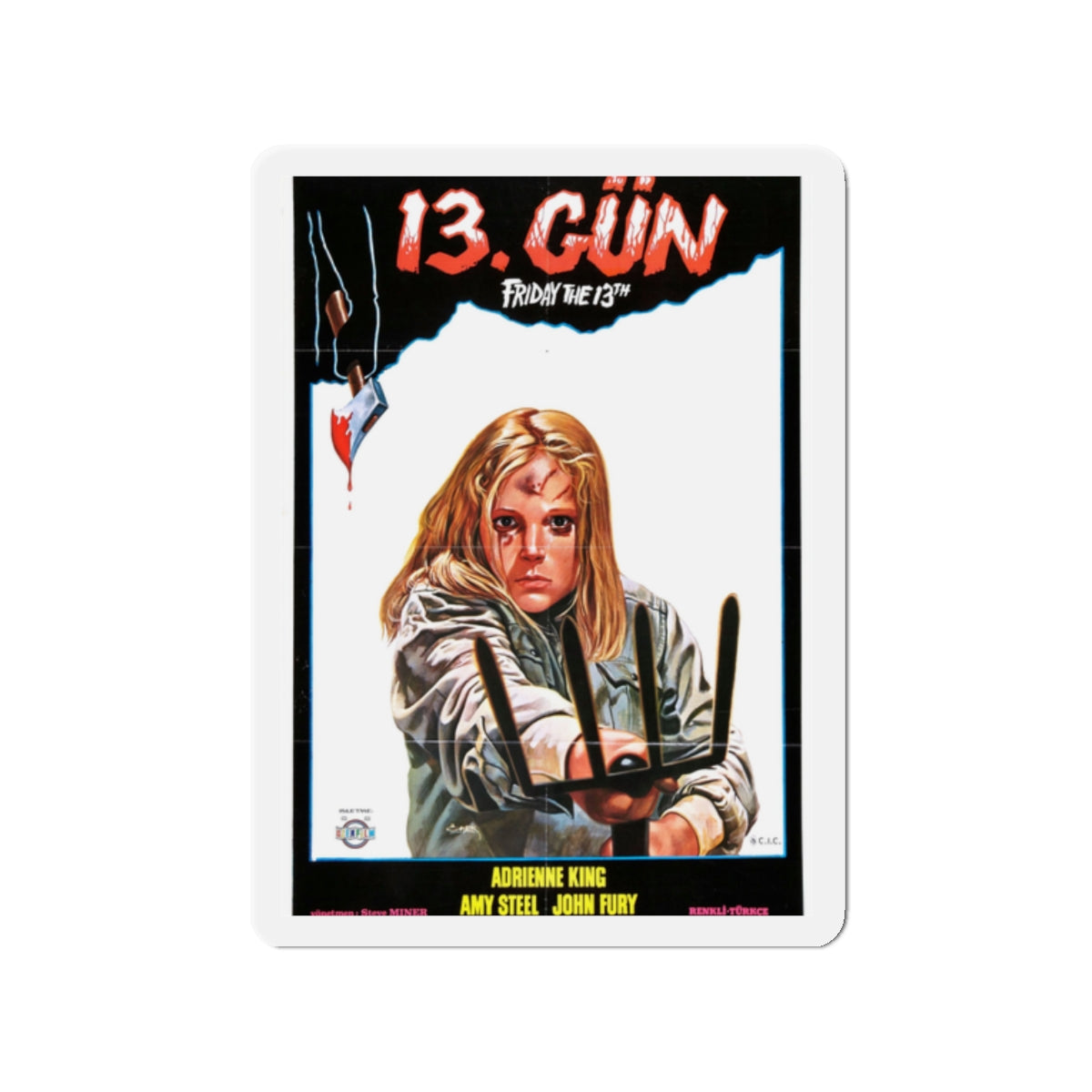 FRIDAY THE 13TH PART II (TURKISH) 1981 Movie Poster - Die-Cut Magnet-2" x 2"-The Sticker Space