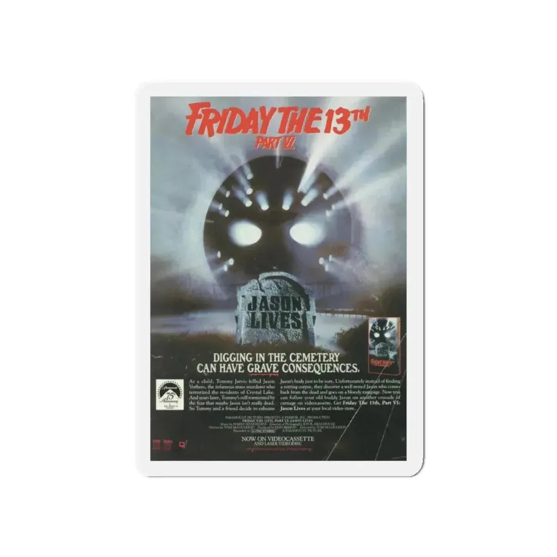 FRIDAY THE 13TH PART VI - JASON LIVES (VIDEO) 1986 Movie Poster - Refrigerator Magnet - The Sticker Space