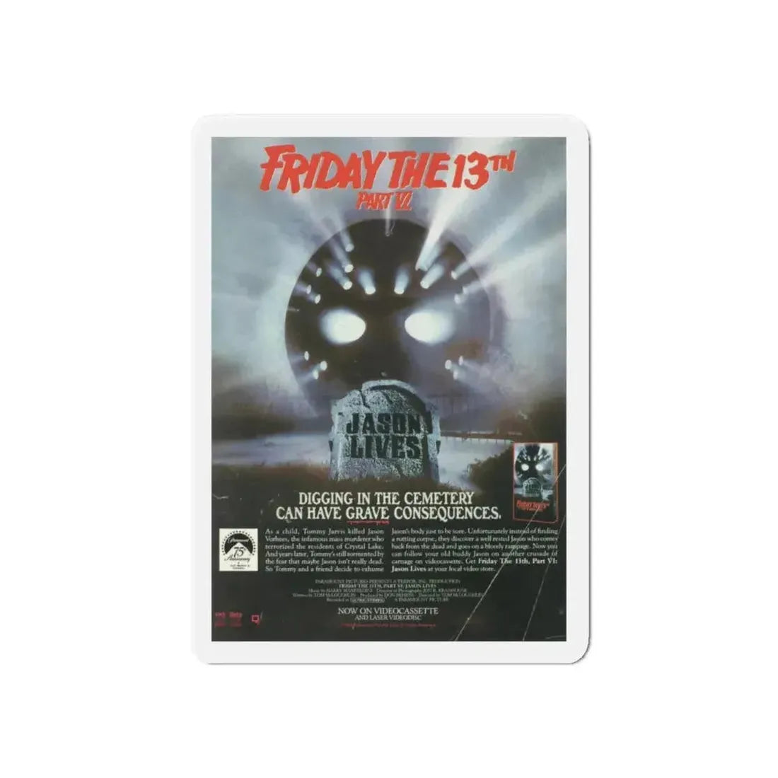 FRIDAY THE 13TH PART VI - JASON LIVES (VIDEO) 1986 Movie Poster - Refrigerator Magnet - The Sticker Space