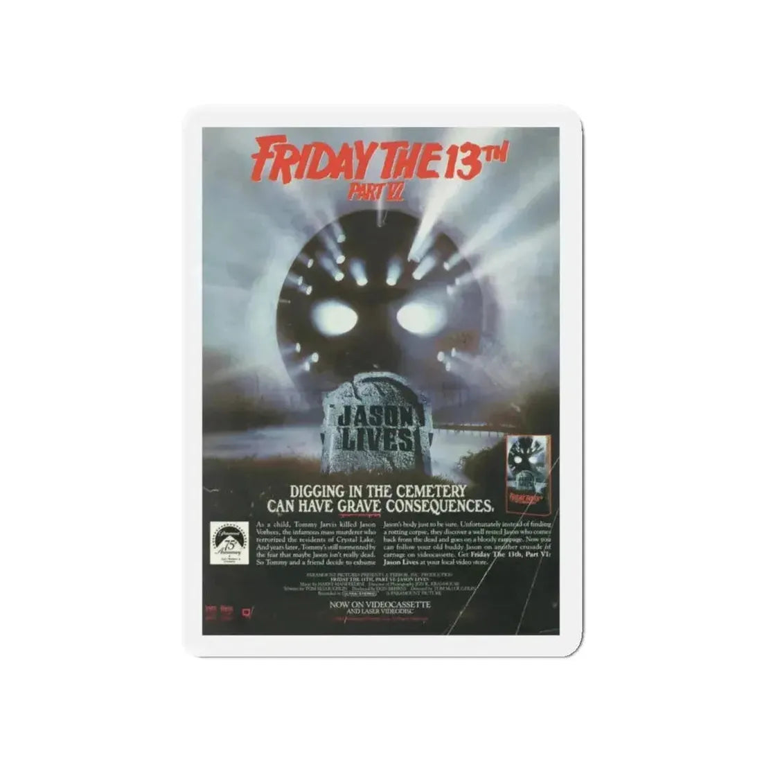 FRIDAY THE 13TH PART VI - JASON LIVES (VIDEO) 1986 Movie Poster - Refrigerator Magnet - The Sticker Space
