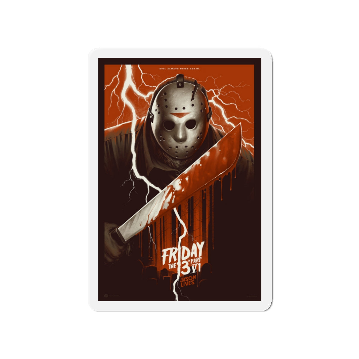 FRIDAY THE 13TH PART VI (MONDO) 1986 Movie Poster - Die-Cut Magnet-3" x 3"-The Sticker Space