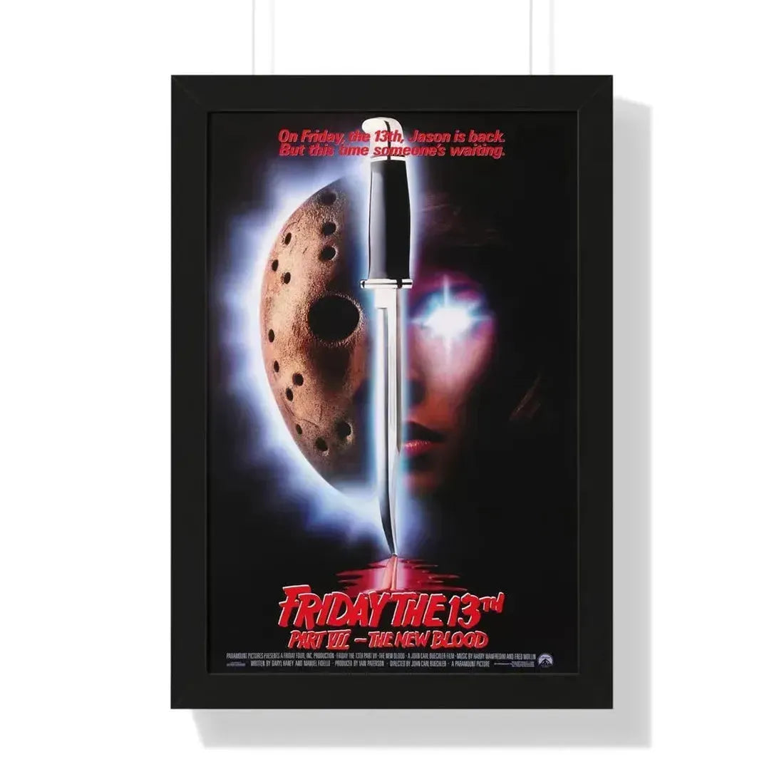 FRIDAY THE 13TH PART VII - THE NEW BLOOD 1988 - Framed Movie Poster 16″ x 24″ Black - The Sticker Space