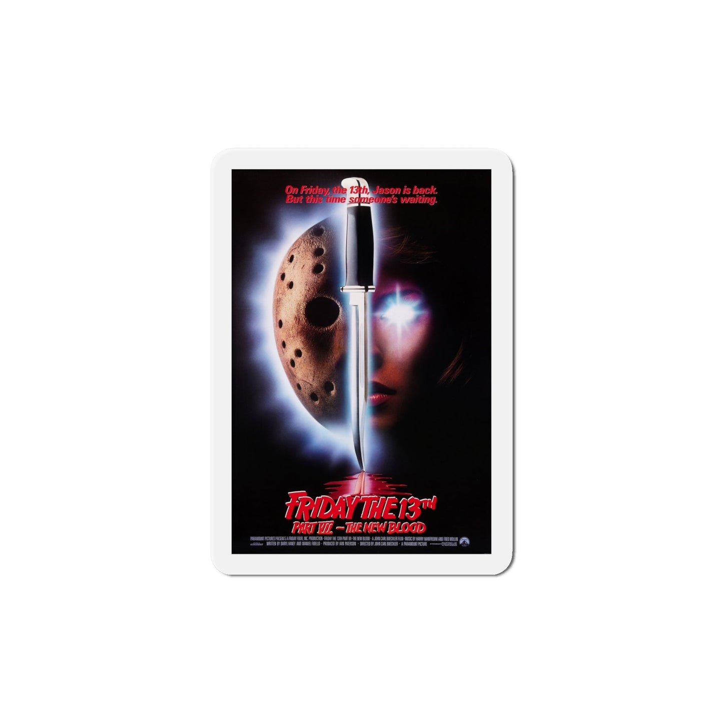 Friday the 13th Part VII The New Blood 1988 Movie Poster Die-Cut Magnet-6 × 6"-The Sticker Space