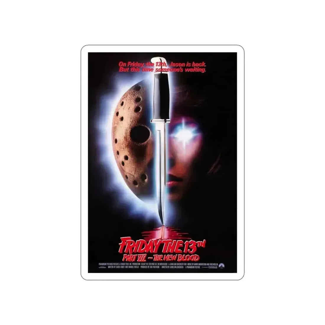 FRIDAY THE 13TH PART VII - THE NEW BLOOD 1988 Movie Poster STICKER Vinyl Die-Cut Decal 3 Inch - The Sticker Space