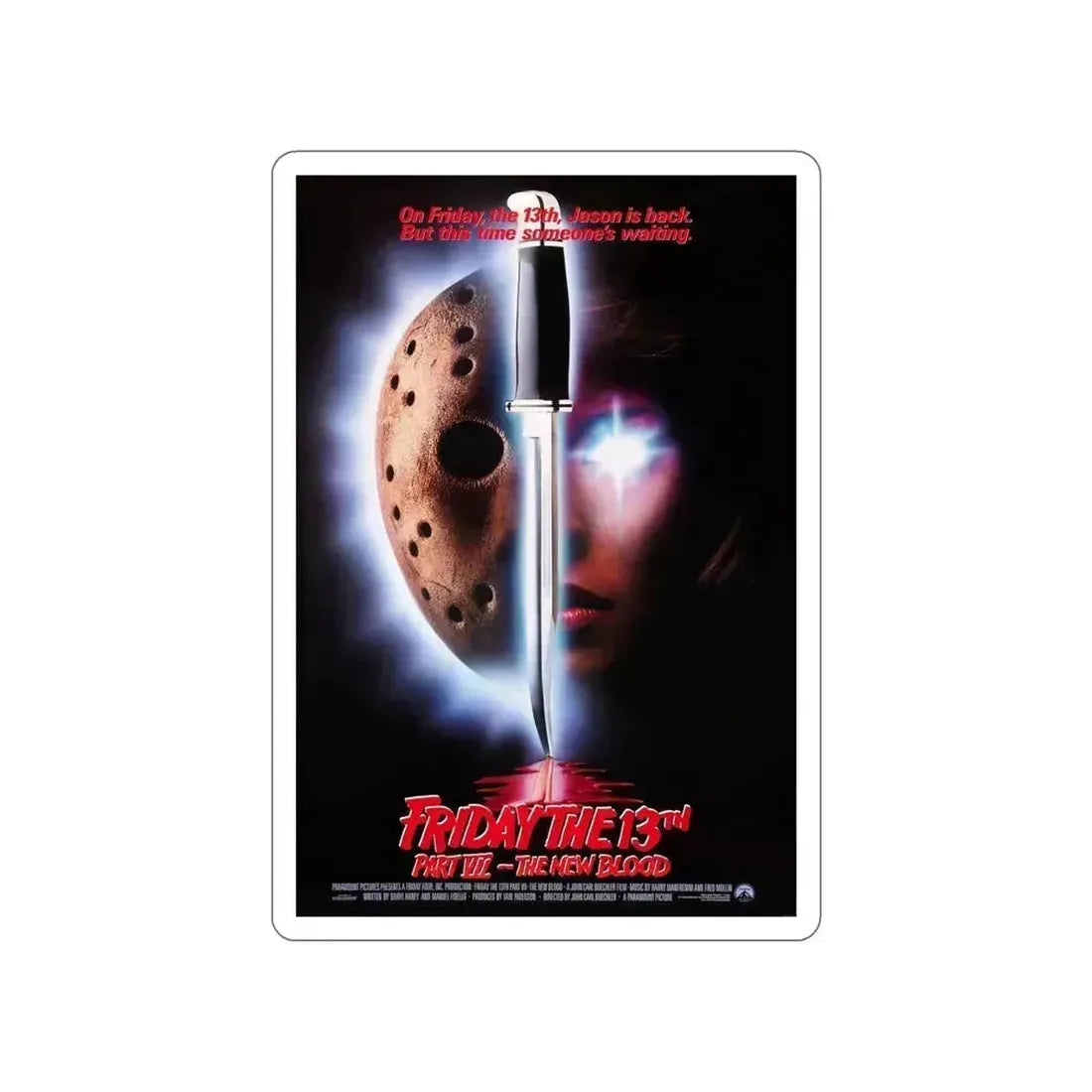 FRIDAY THE 13TH PART VII - THE NEW BLOOD 1988 Movie Poster STICKER Vinyl Die-Cut Decal 6 Inch - The Sticker Space