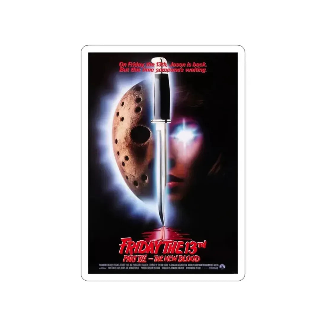 FRIDAY THE 13TH PART VII - THE NEW BLOOD 1988 Movie Poster STICKER Vinyl Die-Cut Decal - The Sticker Space