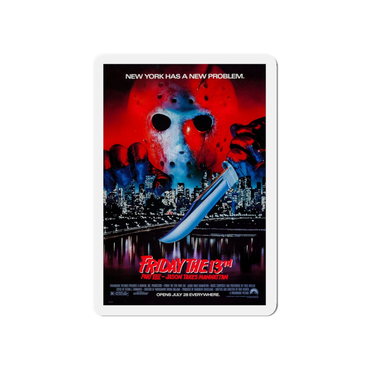 FRIDAY THE 13TH PART VIII - JASON TAKES MANHATTAN 1989 Movie Poster - Die-Cut Magnet-5" x 5"-The Sticker Space